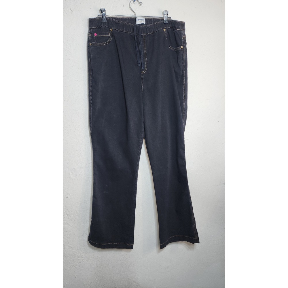 PajamaJeans Bootcut Jeans Women XL Rayon Blend Black Elastic Waist Drawstring